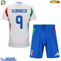 Italy Gianluca Scamacca #9 Replica Away Minikit Euro 2024 Short Sleeve (+ pants)